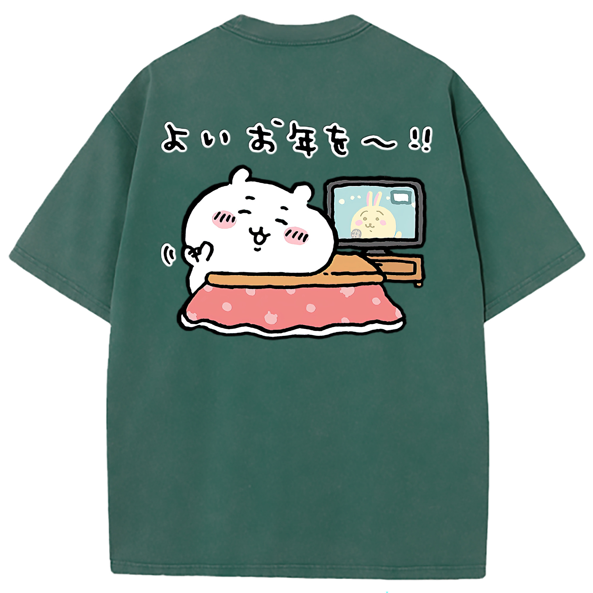 （画像用） ちいかわ ちいかわ Chii-kawa chiikawa 綿100% ヴィンテージ風 半袖Tシャツ（背面プリント）